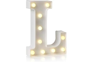 ANSO Letrero LED de letras y números del alfabeto, lámpara decorativa para el hogar, fiesta de cumpleaños, eventos, luces nocturnas, 22 cm (L)