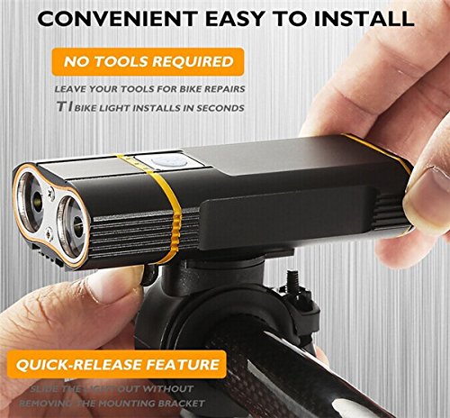 hellsten und leistungsstark 800 Lumen USB Wiederaufladbares Fahrradlicht, Mountain, Road Fahrrad Scheinwerfer mit internen Akku 6000 ma- gratis USB wiederaufladbar aus Aluminium Bike Bonus Rücklicht - 4