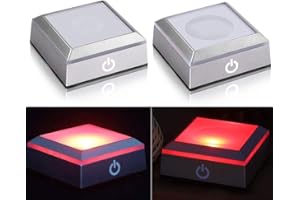 SYWAN 2 Pack LED Light Base Show Stand Display Plate Multicolor Display Light Base 6 Light Modes for 3D Crystal Glass Art with Sensitive Touch Switch