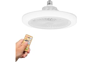 Kouamor 26cm 3 in 1 Ceiling Fans with Lights and Remote Control, E27 3 Speeds 3 Color Temperature Ceiling Fan Light Dimmable, LED 3000-6500k Quiet Ceiling Fan, Suit for 10-15㎡ Room (E27-remote)