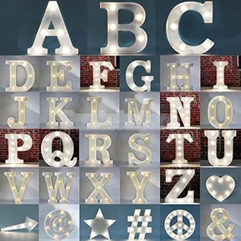 Generic L : 30cm White LED Freestanding Circus Style Alphabet LED Light UP Letters A -Z PICK