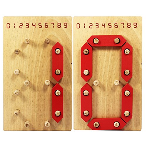 Children's Wooden Set of Two Learn the Digits Game With 7 Wooden Pieces and One Wooden Support Each