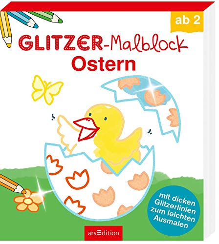 Glitzer-Malblock Ostern: mit dicken Glitzerlinien zum leichten Ausmalen