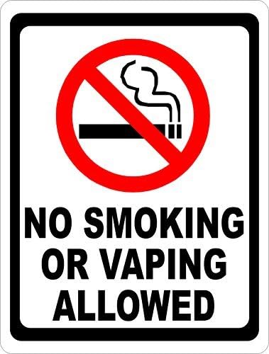aqf527907 No Smoking Or Vaping Allowed Sign Novelty Aluminum Metal Signs Vintage Outdoor Yard Signs Safety Warning Sign Tin Plate Plaque 8x12 Inches Inform Of Vapor &amp; Smoking Rules