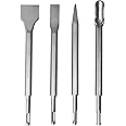 Serplex® 4Pcs Chisel Set with SDS Plus Shanks, Masonry Concrete Drill Bit Set, Tile Grooving Scraping Flat Point Scaling Chisels Rotary Hammer Drill Tool Kit, SDS Plus Bits for Home Improvement