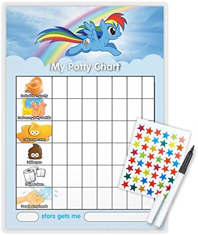 MY LITTLE PONY - RAINBOW DASH POTTY TOILET TRAINING reward Chart + Pen &amp; Free Star Stickers - RD04T