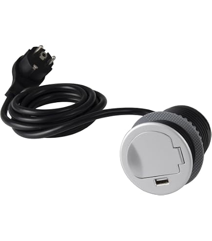 Lumonic LiftBox Steckdosen-Turm Mit 3 Schuko + 2 USB – Versenkbar, 3600W, Schwarz