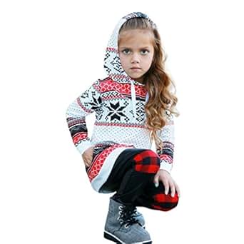 Anglewolf Toddler Kids Baby Girl Stripe Christmas Hoodie ... Anglewolf Toddler Ki