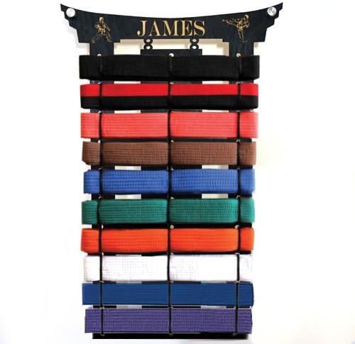 Poshwish 10 Belts Wooden Display Holder Personalised Martial Arts Belt Display Award Gift Equipment by