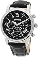 So & Co New York Monticello Men's Quartz Watch with Black Dial Analogue Display and Black Leather Strap 5059.1
