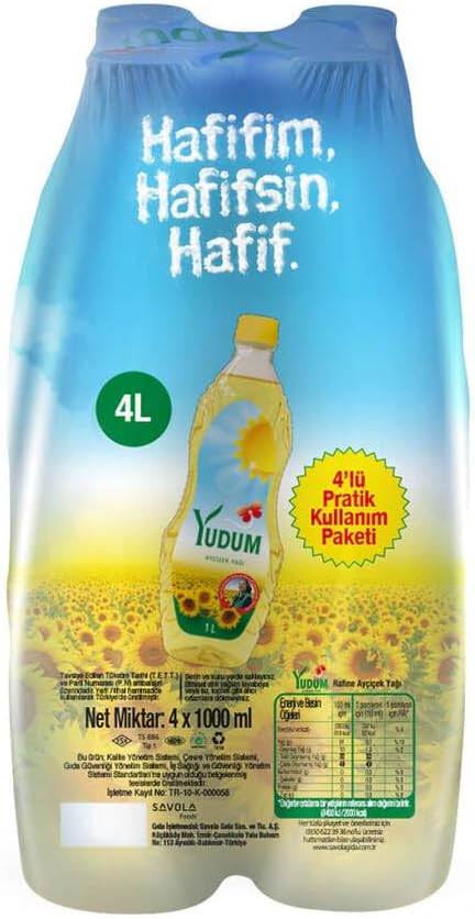 Yudum Ayçiçek Yağı 4x1 lt Pet