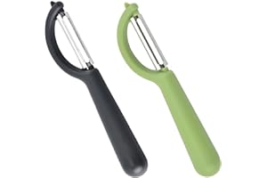 peiqiup Éplucheur Universel (2 Pcs), Éplucheur pivotant en Acier Inoxydable, Couteau Cuisine avec Lame Tranchante pour Légumes Fruits, Vert+Noir