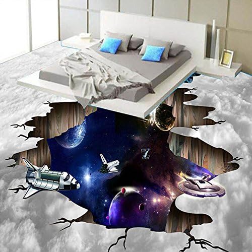 Ohcde Dheark Custom 3D Stereoscopic Mural Floor Wallpaper Modern Fantasy Galaxy Spaceship Pvc Waterproof Selfadhesive Wall Paper For Bathroom 400Cmx280Cm(157.5 By 110.2 In )
