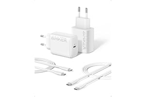 Anker Caricabatterie USB C 25 W, caricabatterie con cavo USB C, ricarica rapida PPS Caricabatterie Samsung Galaxy S24 Ultra/S23+/S23/S22/S21/S20/Note 20 e altro (confez 2 cavi 1,5 m inclusi)