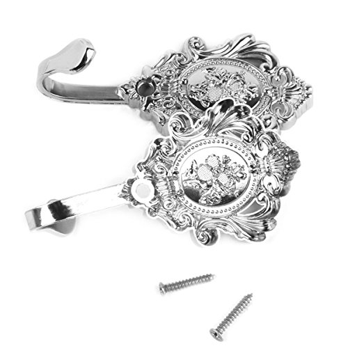 Tinksky Garderobenhaken Kleiderhaken 2ST Jahrgang Zink Legierung drapierung Duschvorhang Holdbacks Raffhalter Haken (Silber) - 6