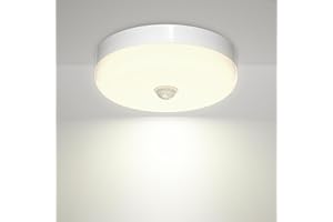BrightArk Lámpara de Techo LED con Sensor de Movimiento,15W LED Redondo Lampara Panel de Luz de Techo Luz Sensor Blanco Natural 4000K,IP56 Resistente al Agua para Interior/Exterior Baño Garaje Pasillo