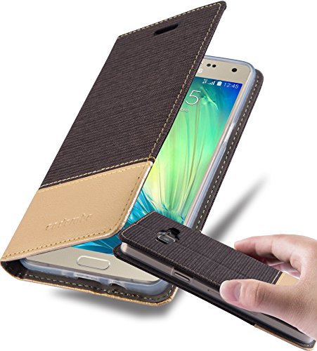 Samsung Galaxy A5 2015  5  Funda Estilo Libro en ANTRACITA ORO de Cadorabo  Dise  o TELO-CUERO-ARTIFICIAL      Cubierta Protectora con Cierre Magn  tico  Tarjetero y Funci  n de Suporte     Protecci  n Carcasa Caja Etui Case Cover