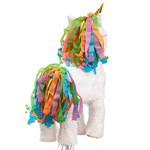 PINATA-SET: Pinata Süßes Einhorn mit Goldenem Horn + Schläger + Maske + Trolli Süßigkeiten-Füllung + Konfetti – PARTYMARTY GMBH® - 4