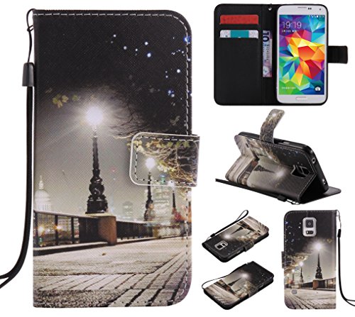 Feeltech Samsung Galaxy S5 Hülle PU-Leder und Brieftasche Bunte Muster Fall mit Magnetverschluss, Hybrid-Kickstand mit Stand-Funktion, schlagen Sie schützende weiche TPU Stoßstangenabdeckung und Kreditkartenhalter für Samsung Galaxy S5 Handgelenk Bügel-Buch-Art-Geldbeutel-Tasche mit 2 In 1 Berühren Sie Stift – London - 8