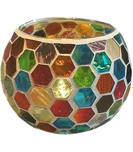 Bougeoir Partylite en mosaïque de verre, photophore pour photophore en mosaïque de verre Global Fusion. Tout neuf. Dans la boîte d'origine. - France