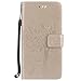Produktbild HUAWEI Honor8 hülle PU Lederhülle Brieftasche Tasche Hüllen Prägung Baum und Katzen Flip Hülle im Bookstyle Cover Schale Ständer Etui Karten Slot mit Magnetverschluss Schutzhülle DECHYI case cover Gold
