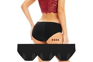 COOLEAD Bragas Menstruales para Mujeres - Pack de 3, Flujo Abundante y Postparto, Algodón Cintura Media, Absorbentes y Lavables