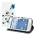 Produktbild kwmobile Hülle für Samsung Galaxy Ace 3 S7270/S7275 - Wallet Case Handy Schutzhülle Kunstleder - Handycover Klapphülle mit Kartenfach und Ständer Blumenmuster Design Blau Schwarz Weiß