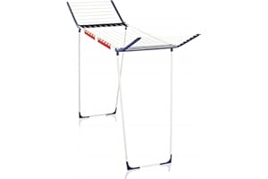 Leifheit Tendedero con alas Pegasus 180 Solid Maxx blau, tendedero de ropa plegable con altura XXL, tendedero exterior e inte