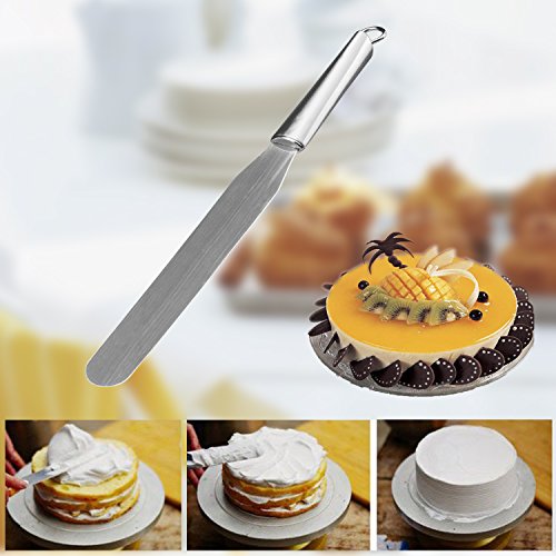 YaFex Tortenheber Kuchenheber Set und Konditormesser Streichmesser Pizzaheber Edelstahl mit Griff, Tortenheber von 31.5 x 26cm, Streichmesser 31.5x 2.4cm - 3
