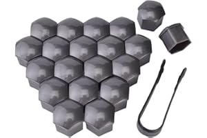 SYSUII 19mm Mutternabdeckungen,20 Stück Radschraubenkappen Mit Entfernung Werkzeug Sechskant-Reifen Muttern-abdeckungen Radmutterkappen Radbolzen Kappen Rad Mutter Cap Radbolzen Schutz Cover-Grau