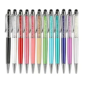 12pcs/pack MengRan? Bling Bling 2-in-1 Slim Crystal Diamond Stylus pen and Ink Ballpoint Pens (12 colors )