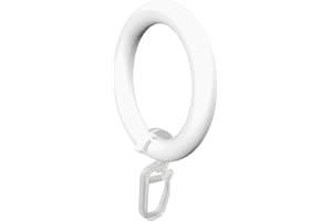 Flairdeco Gardinenringe / Ringe mit Faltenhaken, Plastik, Weiß, 57/41 mm, 20 Stück