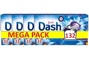 Dash 2in1 PODS, Lessive En Capsule, 33 Lavages, Envolée D’Air, Avec une touche d’huiles essentielles et Lenor, Fabriquée En France Lot de 4 ( l'emballage peut varier)