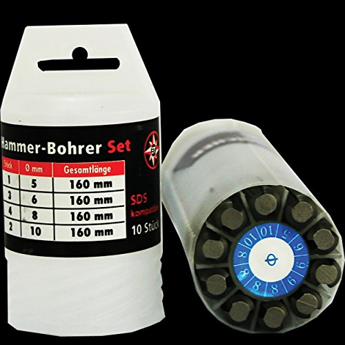 Proteco-Werkzeug® 10 x SDS+ Plus Hammerbohrer 5 6 8 10 mm Set Betonbohrer Steinbohrer Schlagbohrer - 2