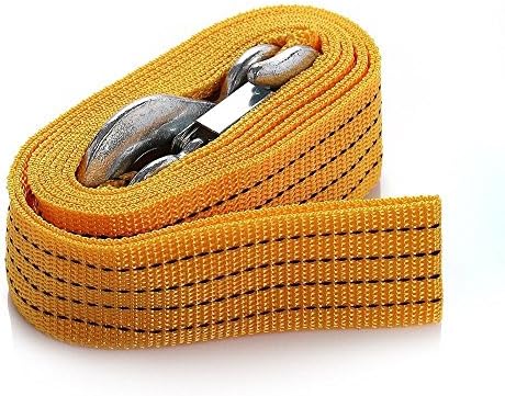 Vinus 3 Tons Heavy Duty Car Tow Cable Towing Strap Rope with Hooks Emergency Recovery Tool for Car Van Vehicle - Yellow