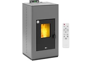 ‎MSW MOTOR TECHNICS MSW Pelletofen wasserführend (3/4'') 20 kW für 380 m³ / 25 L Wasser 90% Energieeffizienz 22 kg Brennstoffbehälter Verbrennungszeit bis zu 30 h Pellet-Kaminofen Pelletkamin