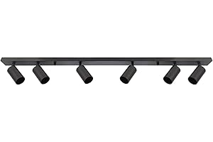 EDO Lampada Faretti da Soffitto Orientabili MALGA GU10 Nero, Faretti 6 Luce, Faretto da Parete Interno per Barra, Lampadario Moderna Plafoniera per Camera da Letto Cucina Soggiorno, Senza Lampadina