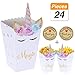 Produktbild YANGTE 24 Stück Popcorn Snack Boxen - Regenbogen Einhorn Muster Pappe Party Candy Container Popcorn Tüte Container für Baby Shower Birthday Party Supplies