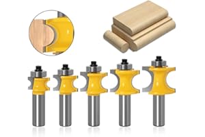 APLUS Edge Beading Bits, Half Round Bearing Bullnose Router Bit Set, 1/2 Inch Shank Milling Cutter Bits