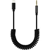 Microcase iPhone Lightning to Aux &Ccedil;evirici 3.5 mm Spiral Ses Kablosu Siyah - AL2693