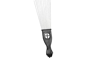 Benkeg Peine de Acero Inoxidable - Metal Afro Peine Africano Americano Selección Peine Cepillo de Pelo Peluquería Styling Herramienta Negro Puño