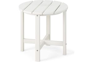 ‎COSTWAY COSTWAY Beistelltisch, Kleiner Gartentisch aus UV-beständigem Kunststoff, Balkontisch wetterfest, für Terrasse, Balkon, Garten, 46 x 46 x 46 cm, Weiß