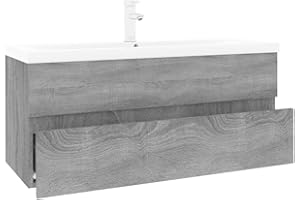 vidaXL Mueble de Baño con Lavabo Tocador Aseo Cuarto Almacenamiento Habitación Armario Decoración Adorno Madera Contrachapada Gris Sonoma