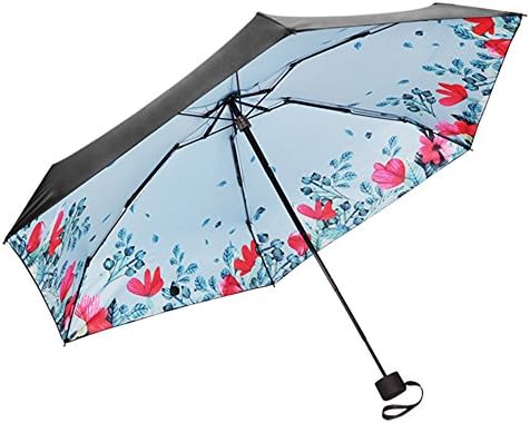 MEIYIJIA Mini Umbrella Pocket umbrella ,Compact Umbrella Umbrella Anti-UV Parasol Windproof Umbrell (Parapluie de poche / noir + fleur de cerisier / 18cm de long)