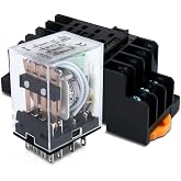 Innfeeltech 1 Pcs DC 24V Electromagnetic Power Relay with, 14 Pin 3A Coil Relay with Sock Base HH54P