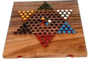 Terrapin Trading Ltd Fair Trade Thai Thailand Wooden Rainwood Chinese Checkers Set Wooden Box 24x13x3