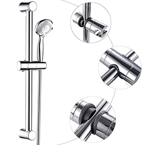 BoRui 18-25mm verstellbare Handbrause, Universal 360 drehen Schienenkopf Schieber Klemme Halter Bad Ersatz, ABS verchromt - 6