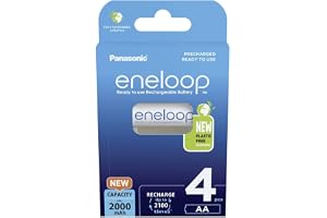 eneloop BK-3MCDE/4BE Batterier 4 Pack | Färdiga Ni-MH-batterier 2000 laddningscykler, plastfri förpackning
