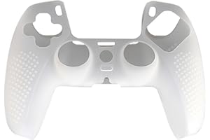 Nayubo Anti-Slip Studded Protective Silicone Cover Skin for PS5 Controller Handle Grip Soft Flat Case Protector Compatible with PlayStation 5 Wireless Controller (White)