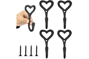 YANJINGHE Ganci Cappotto metallo, 4 Pezzi Ganci Vestiti Vintage, Parete Gancio Appendiabiti, Ganci Appendiabiti Parete, con 4 Viti, Adatto, per Bagno, Cucina, Camera Letto, Ufficio, Vestiti, Borse (Nero)